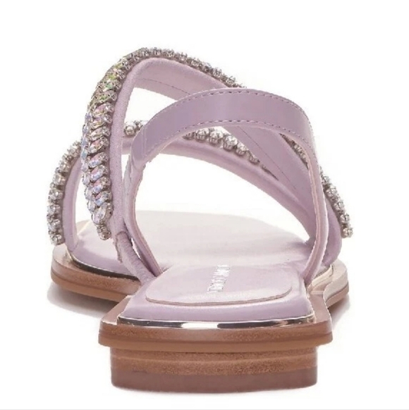Vince Camuto Lavender Cushioned Slip On Square Toe Embellished Sandals - Picture 5 of 11
